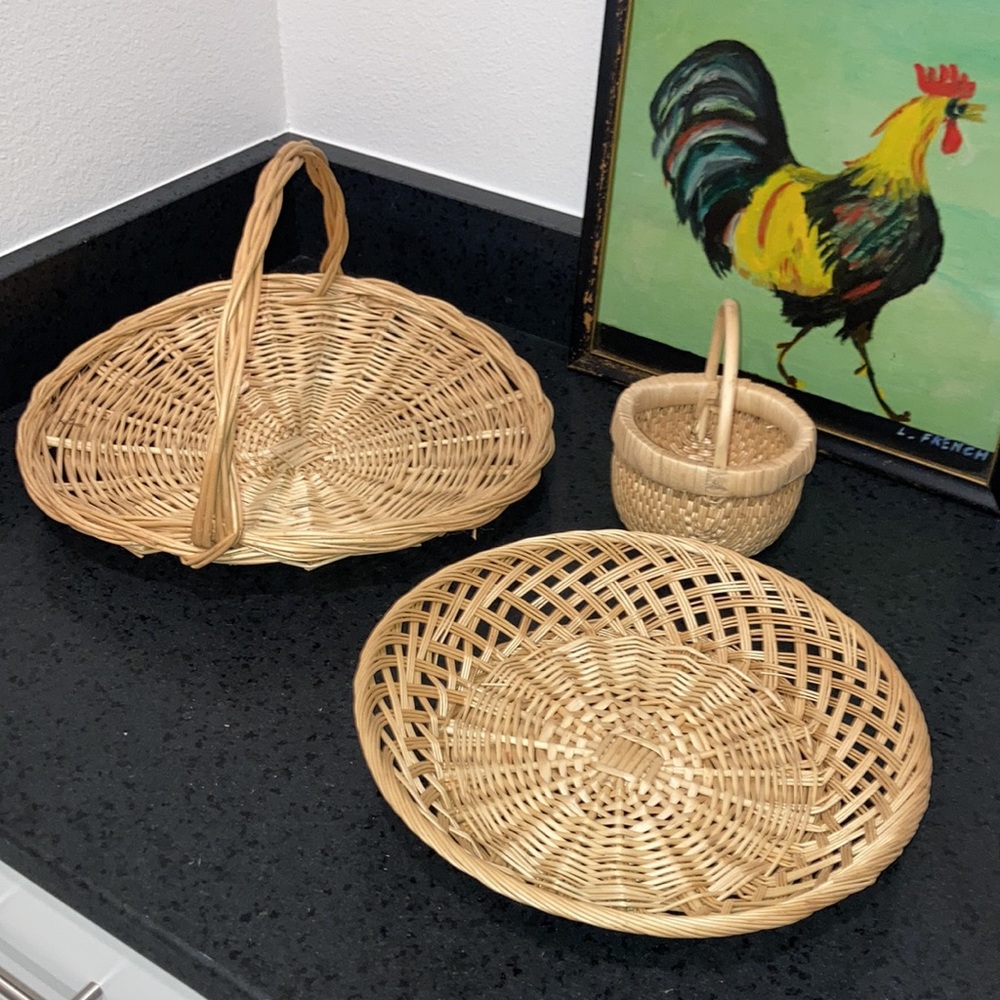 Set of 3 Natural Whicker Baskets
